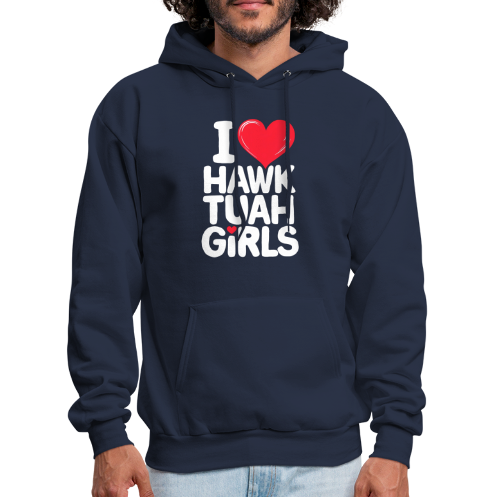 I Love Hawk Tuah Girls Hoodie - navy