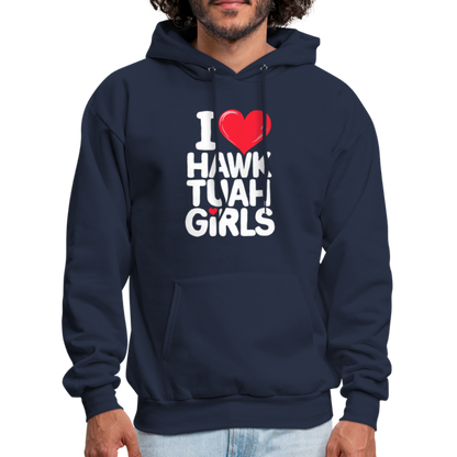 I Love Hawk Tuah Girls Hoodie - navy