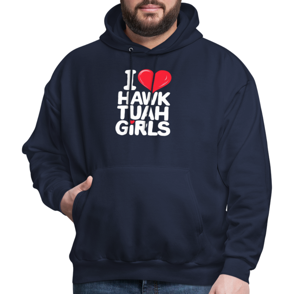 I Love Hawk Tuah Girls Hoodie - navy