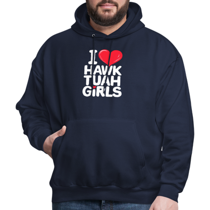 I Love Hawk Tuah Girls Hoodie - navy