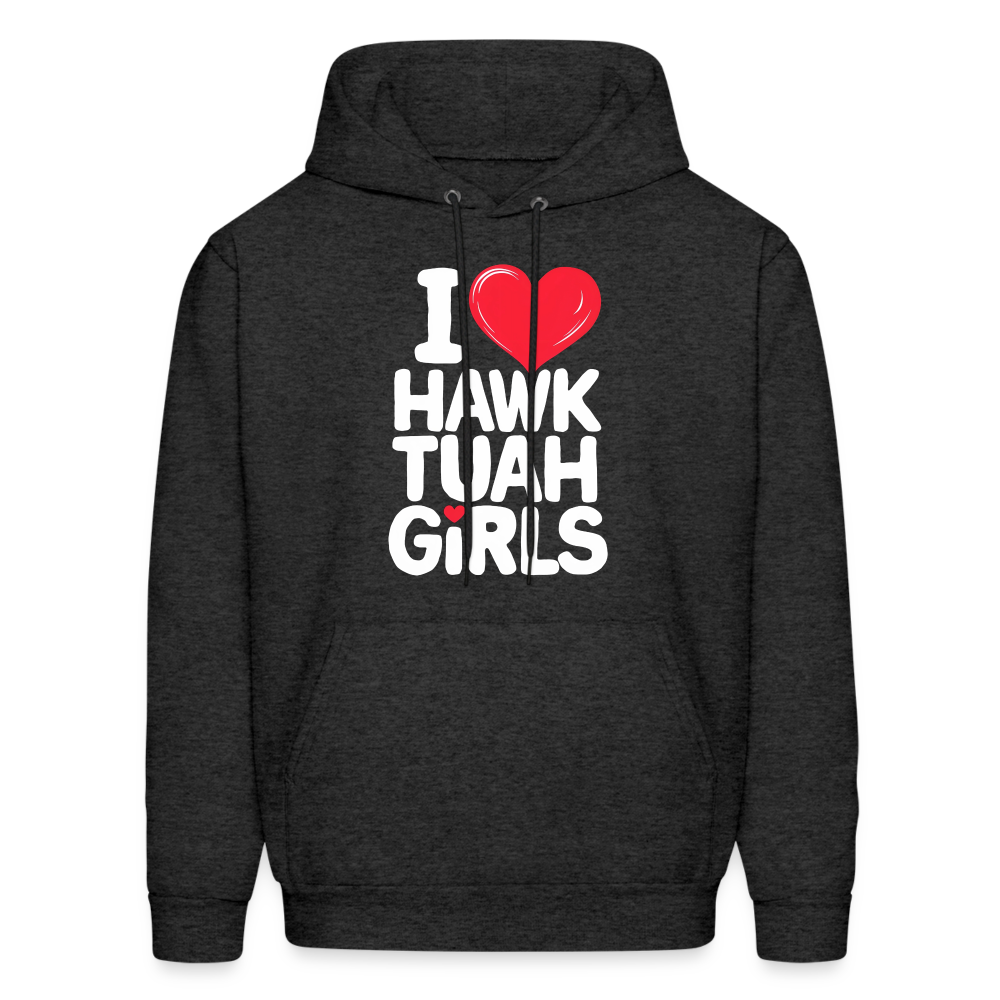 I Love Hawk Tuah Girls Hoodie - charcoal grey