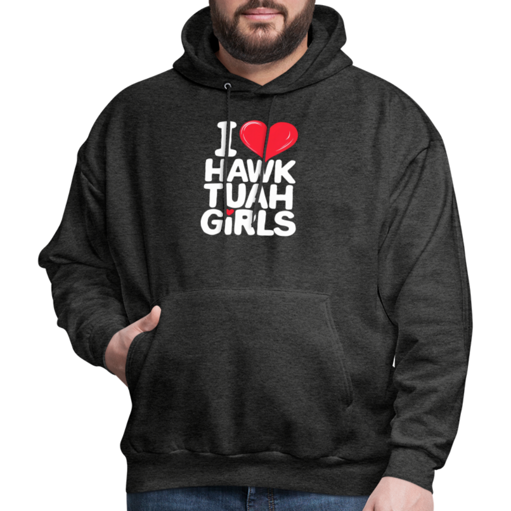 I Love Hawk Tuah Girls Hoodie - charcoal grey