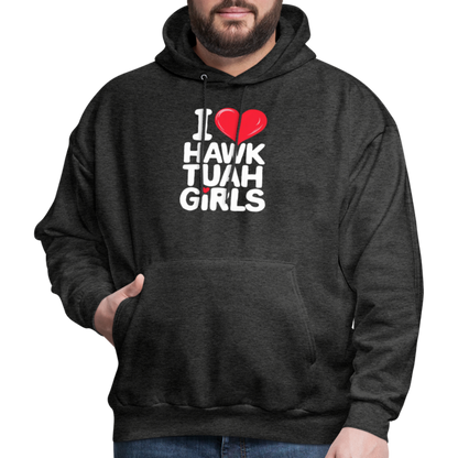 I Love Hawk Tuah Girls Hoodie - charcoal grey