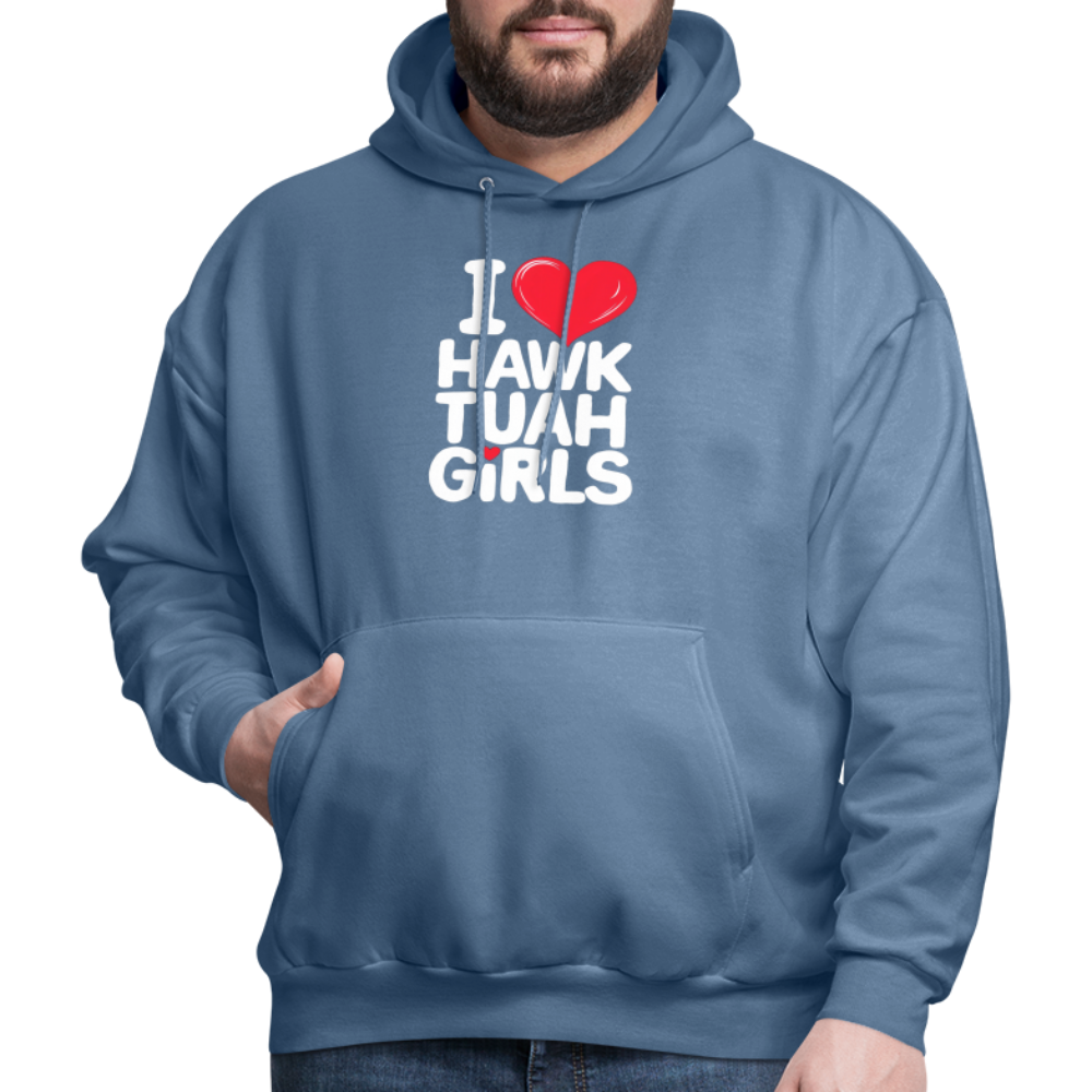 I Love Hawk Tuah Girls Hoodie - denim blue