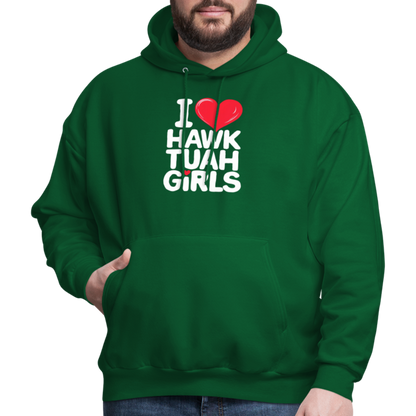 I Love Hawk Tuah Girls Hoodie - forest green