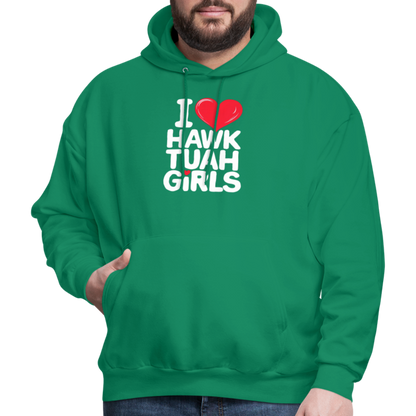 I Love Hawk Tuah Girls Hoodie - kelly green