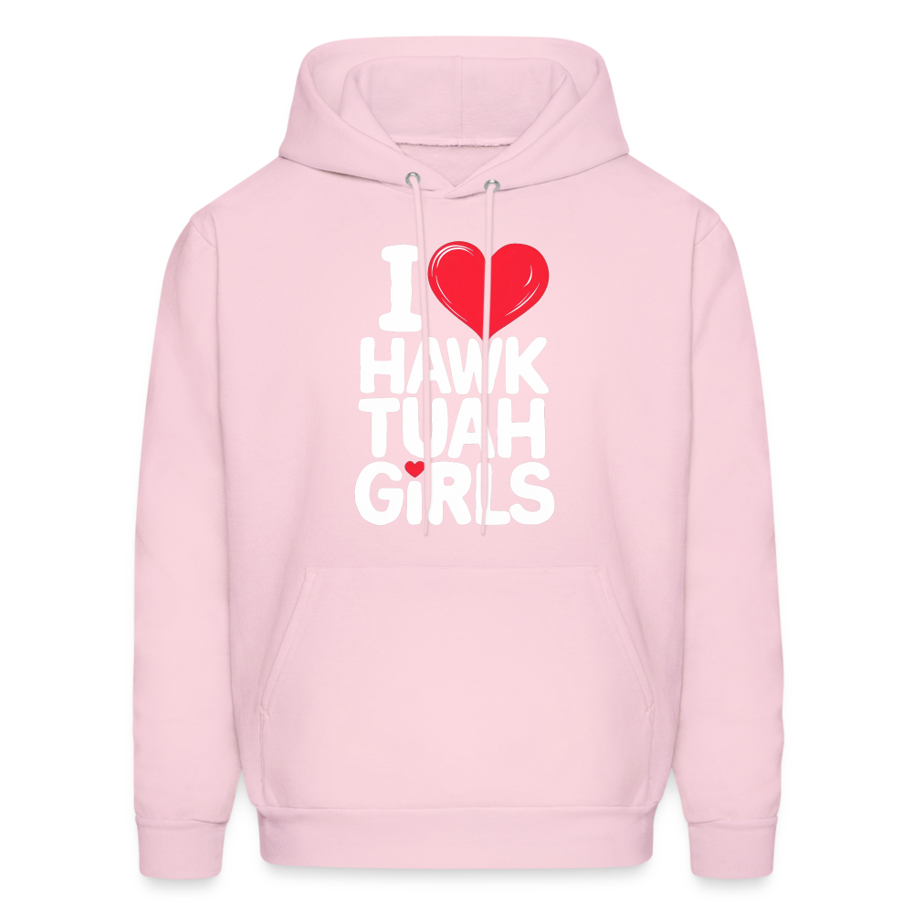 I Love Hawk Tuah Girls Hoodie - pale pink