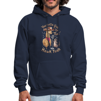 You Gotta Give 'Em That Hawk Tuah Hoodie (Lama & Raccoon) - navy