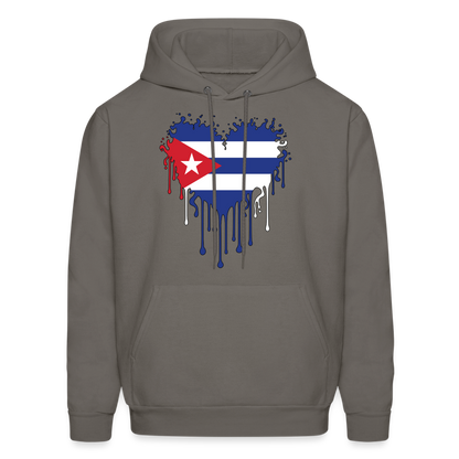 Heart of Cuba Flag Hoodie - asphalt gray