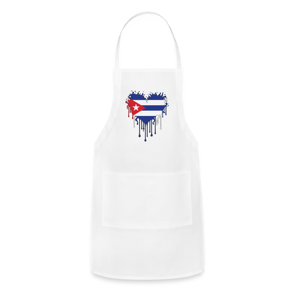 Heart of Cuba Flag Adjustable Apron - white