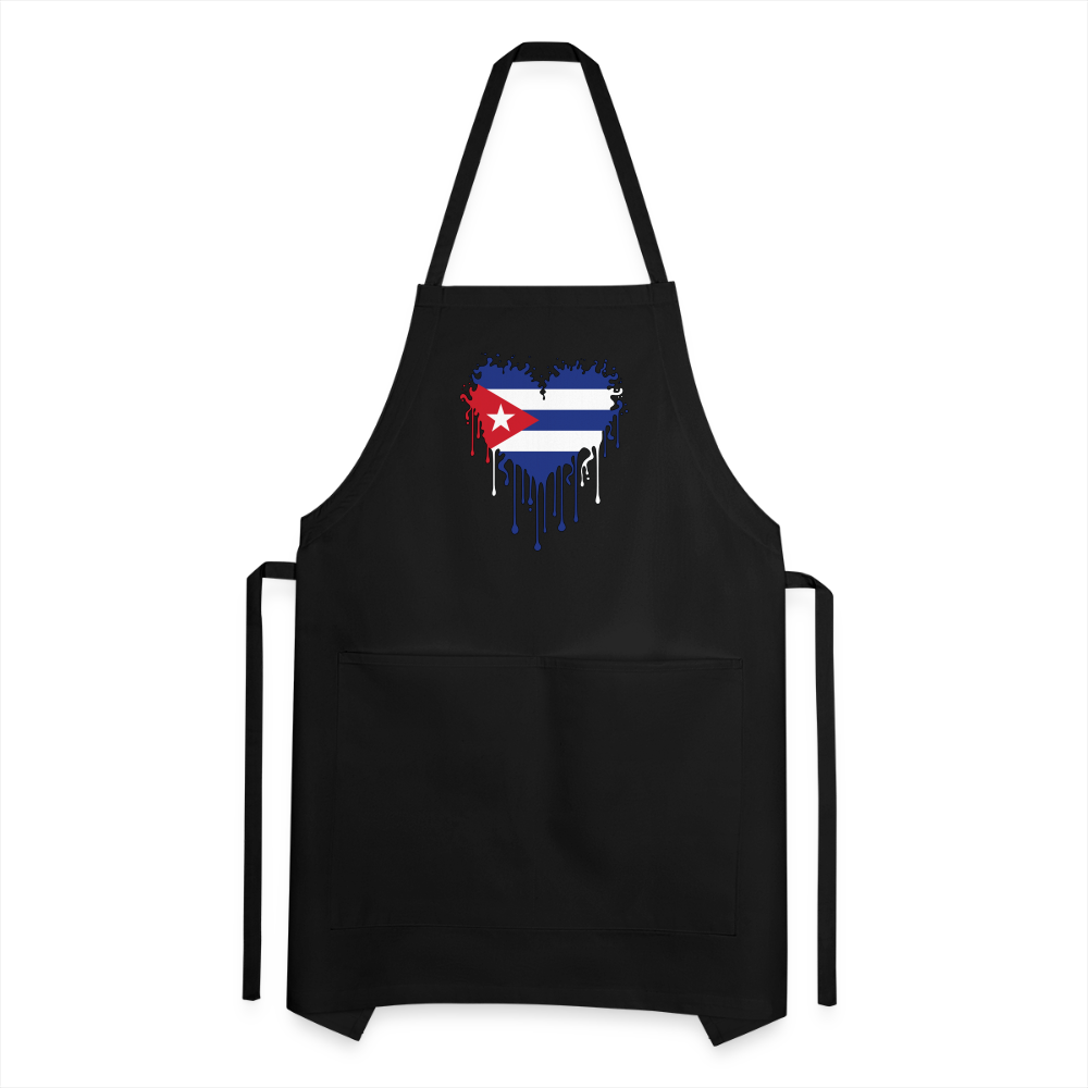 Heart of Cuba Flag Adjustable Apron - black