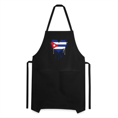 Heart of Cuba Flag Adjustable Apron - black