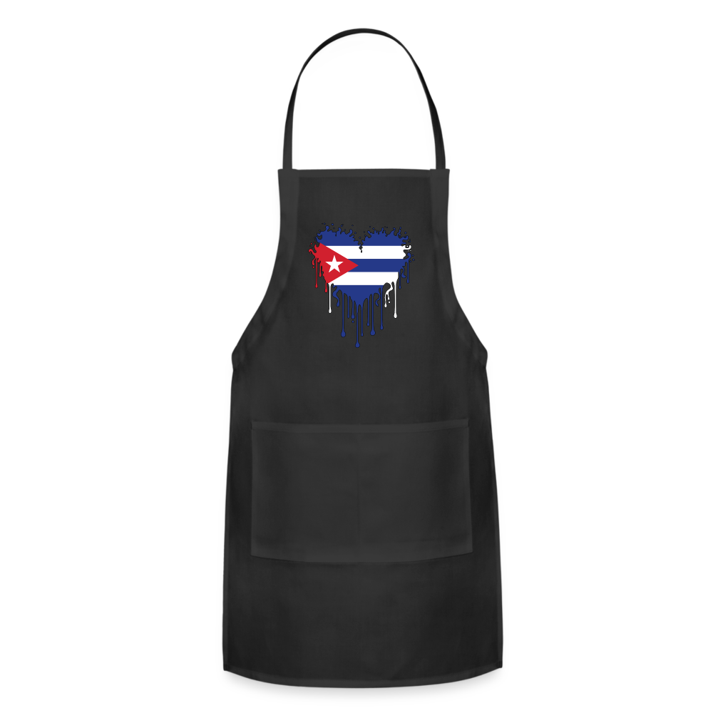 Heart of Cuba Flag Adjustable Apron - black