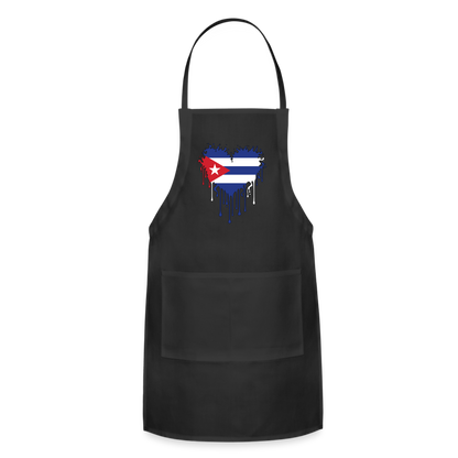 Heart of Cuba Flag Adjustable Apron - black