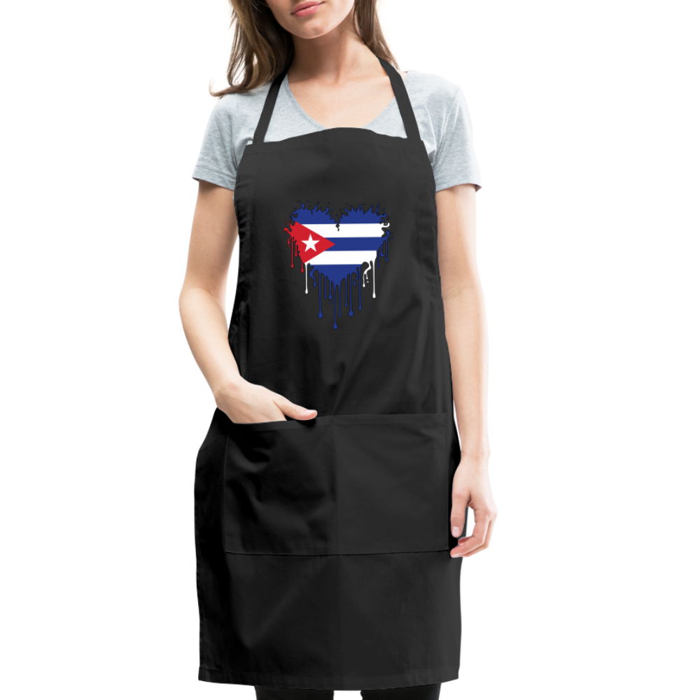 Heart of Cuba Flag Adjustable Apron - black