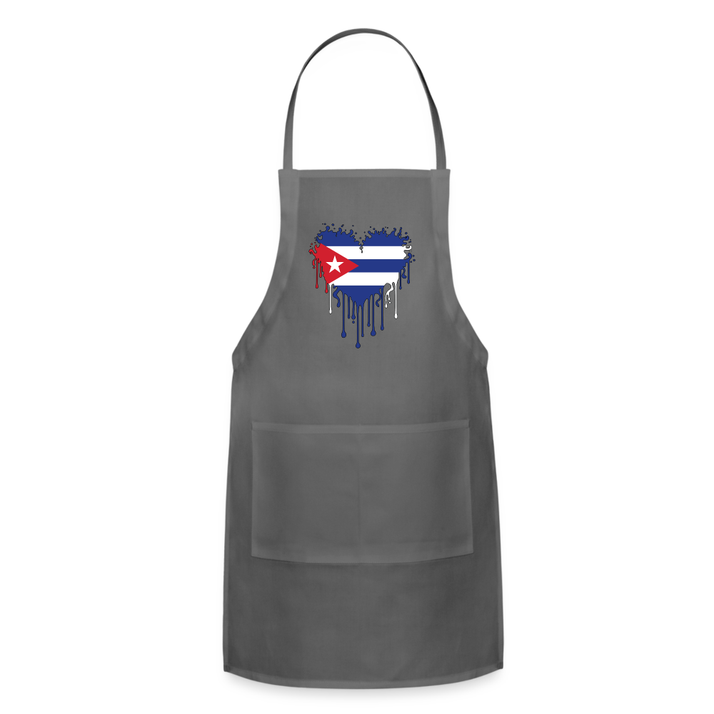 Heart of Cuba Flag Adjustable Apron - charcoal