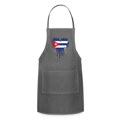 Heart of Cuba Flag Adjustable Apron - charcoal