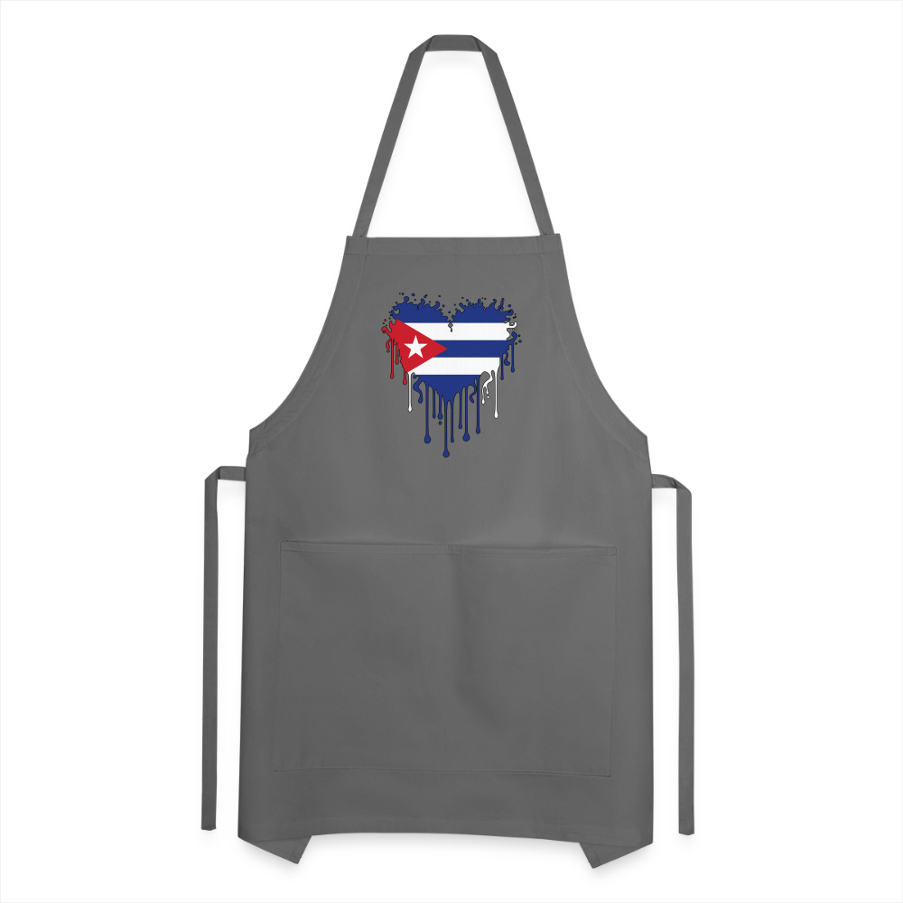 Heart of Cuba Flag Adjustable Apron - charcoal