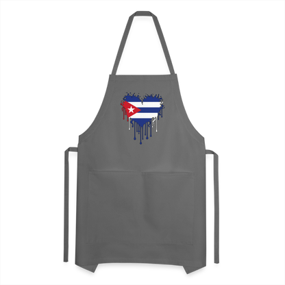 Heart of Cuba Flag Adjustable Apron - charcoal