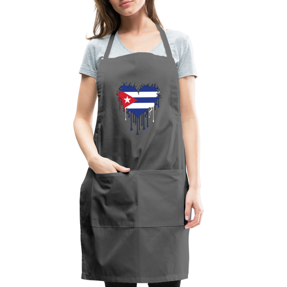 Heart of Cuba Flag Adjustable Apron - charcoal