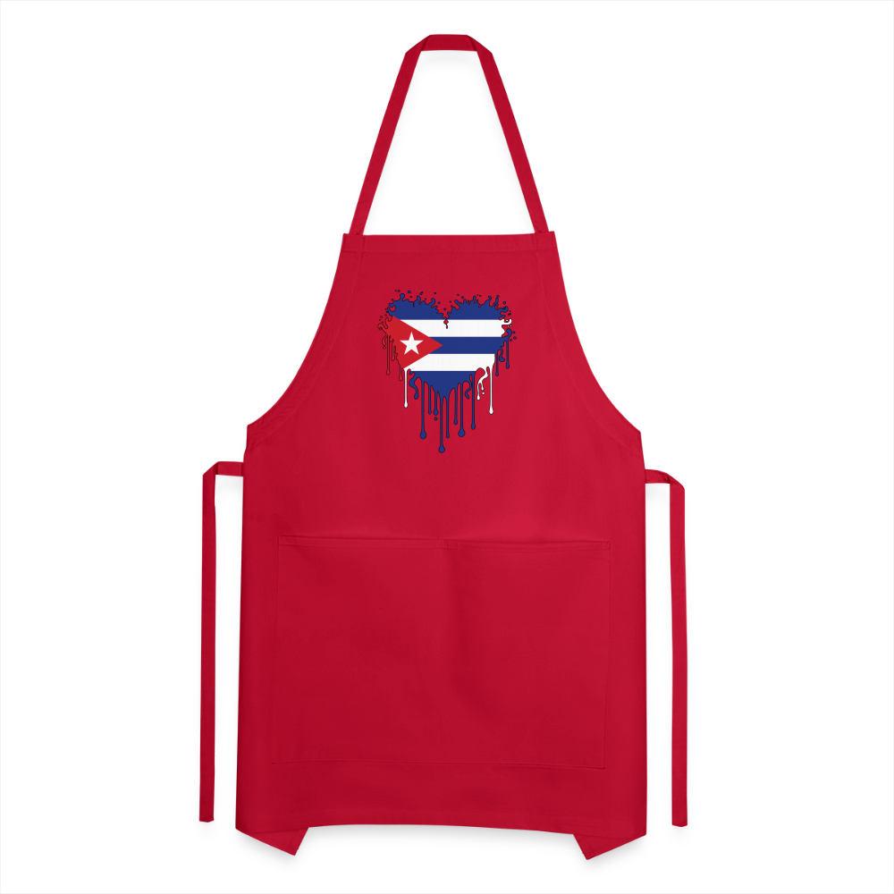 Heart of Cuba Flag Adjustable Apron - red