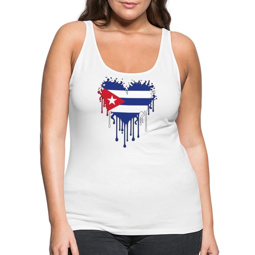 Heart of Cuba Flag Women’s Premium Tank Top - white