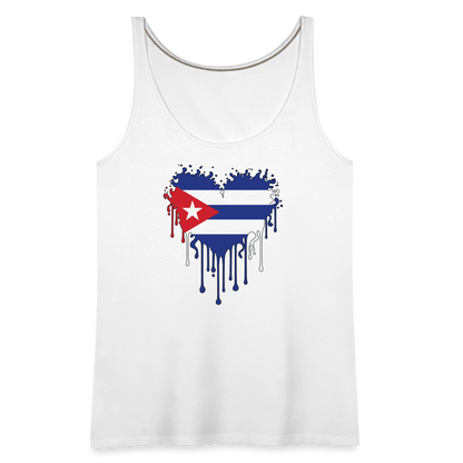 Heart of Cuba Flag Women’s Premium Tank Top - white