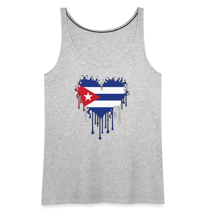 Heart of Cuba Flag Women’s Premium Tank Top - heather gray