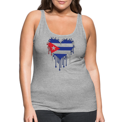 Heart of Cuba Flag Women’s Premium Tank Top - heather gray