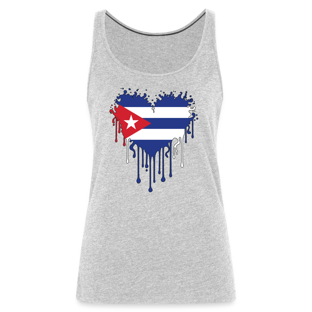 Heart of Cuba Flag Women’s Premium Tank Top - heather gray