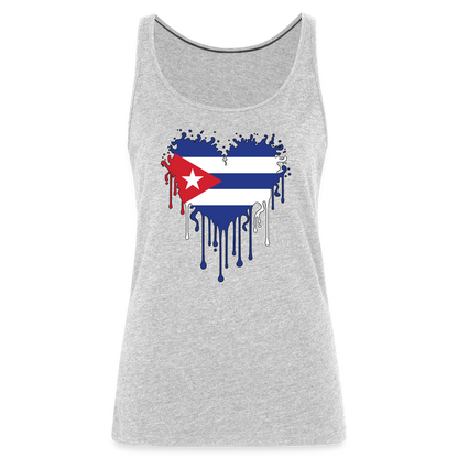 Heart of Cuba Flag Women’s Premium Tank Top - heather gray