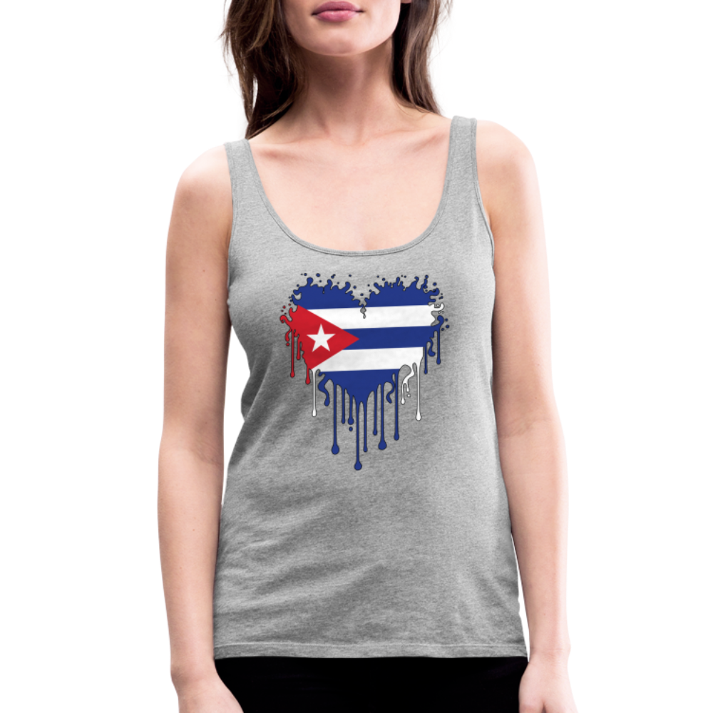 Heart of Cuba Flag Women’s Premium Tank Top - heather gray