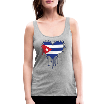 Heart of Cuba Flag Women’s Premium Tank Top - heather gray