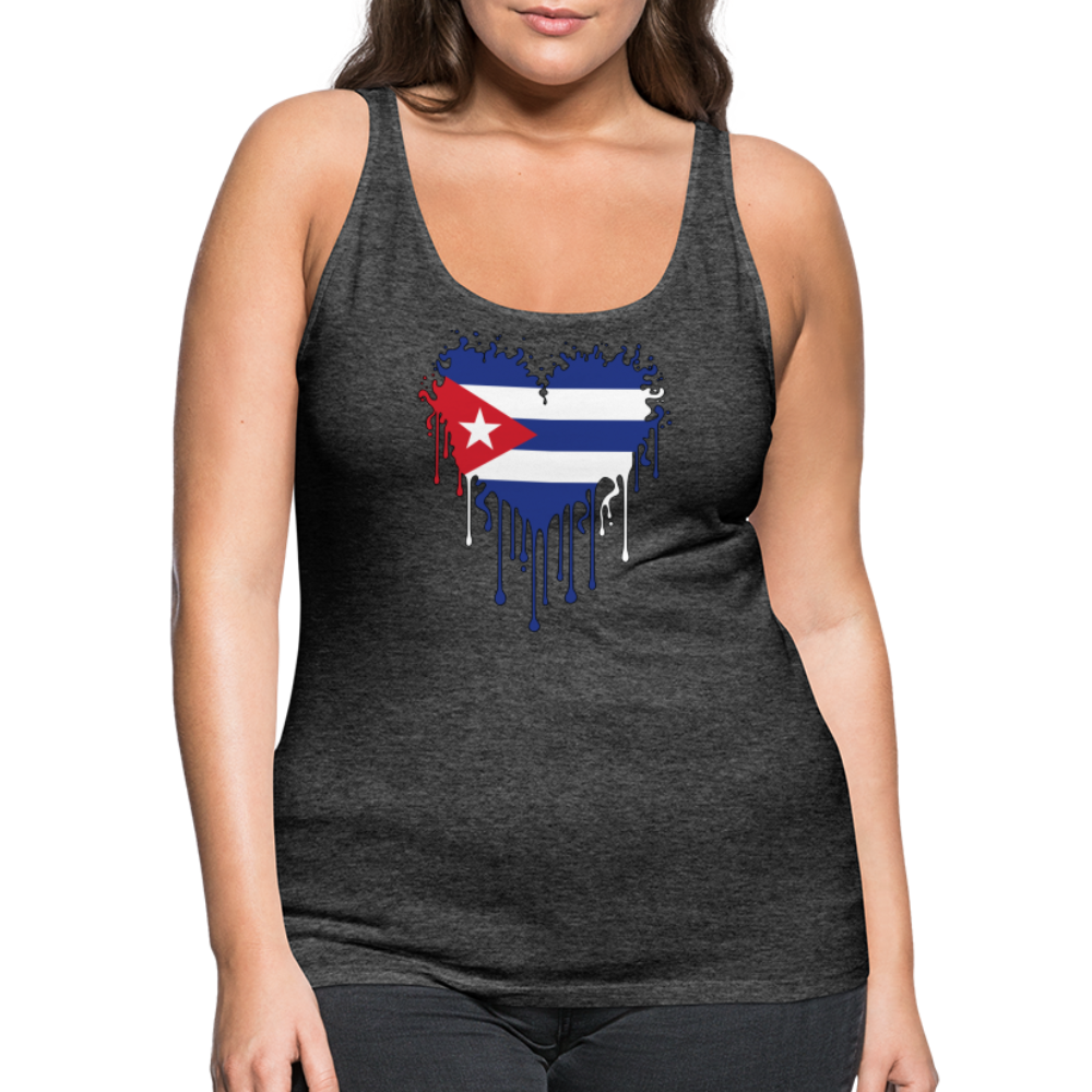 Heart of Cuba Flag Women’s Premium Tank Top - charcoal grey