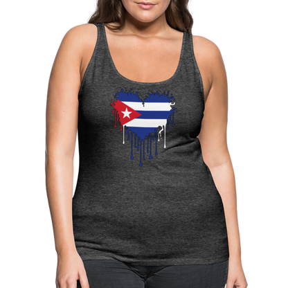 Heart of Cuba Flag Women’s Premium Tank Top - charcoal grey