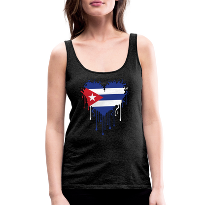 Heart of Cuba Flag Women’s Premium Tank Top - charcoal grey