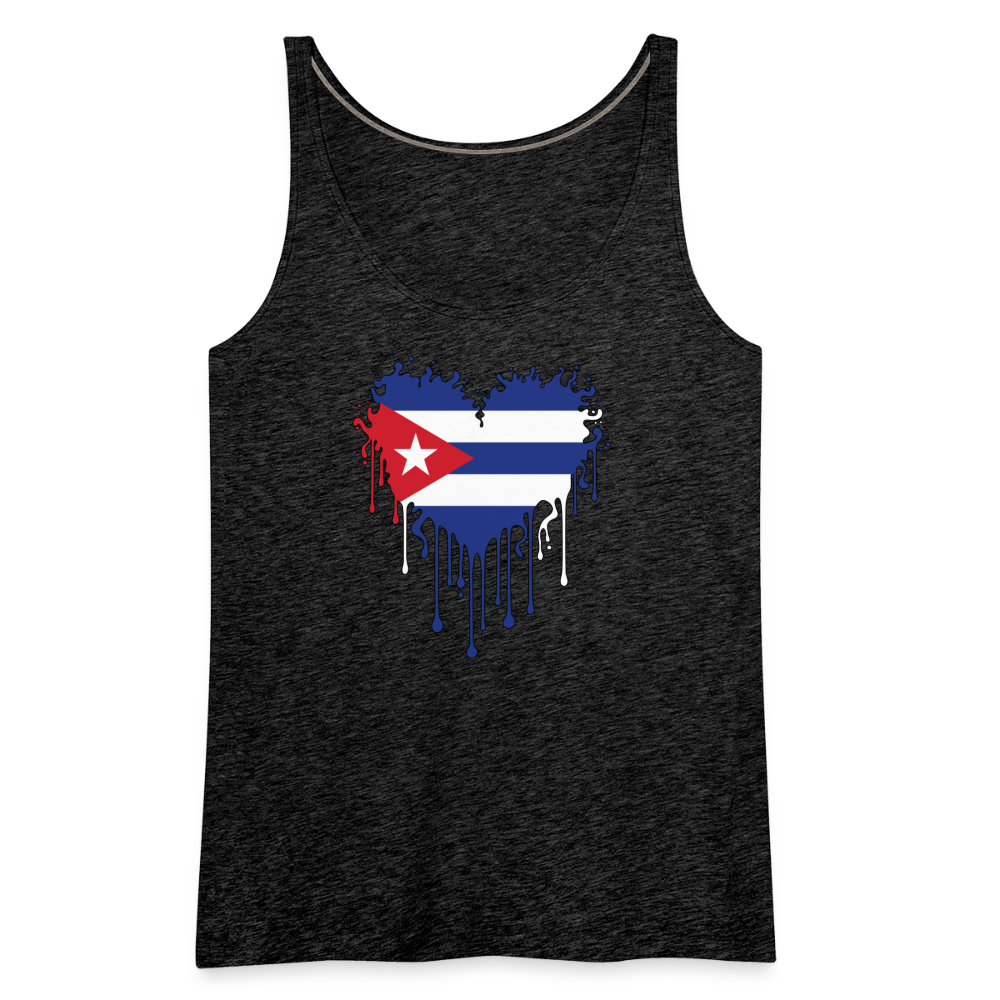 Heart of Cuba Flag Women’s Premium Tank Top - charcoal grey