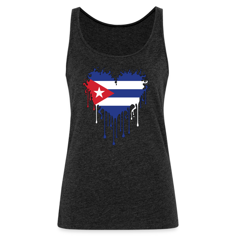 Heart of Cuba Flag Women’s Premium Tank Top - charcoal grey