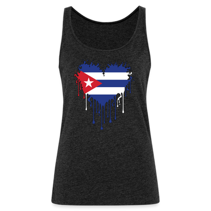 Heart of Cuba Flag Women’s Premium Tank Top - charcoal grey