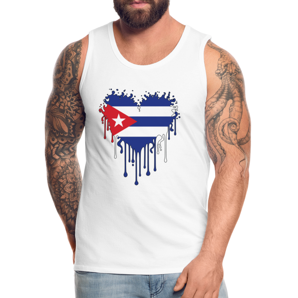 Heart of Cuba Flag Men’s Premium Tank Top - white