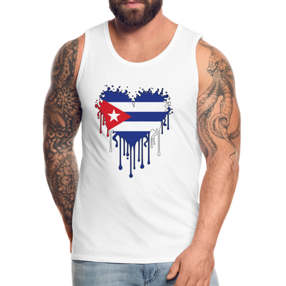 Heart of Cuba Flag Men’s Premium Tank Top - white