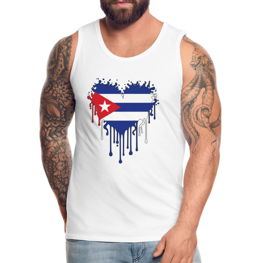 Heart of Cuba Flag Men’s Premium Tank Top - white