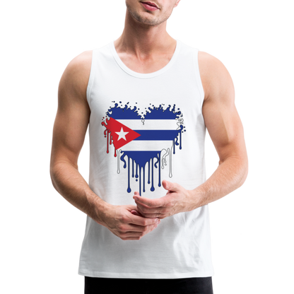 Heart of Cuba Flag Men’s Premium Tank Top - white