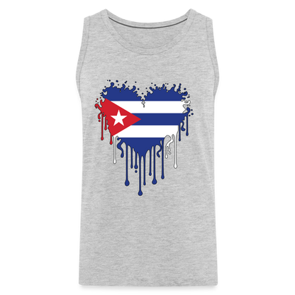 Heart of Cuba Flag Men’s Premium Tank Top - heather gray