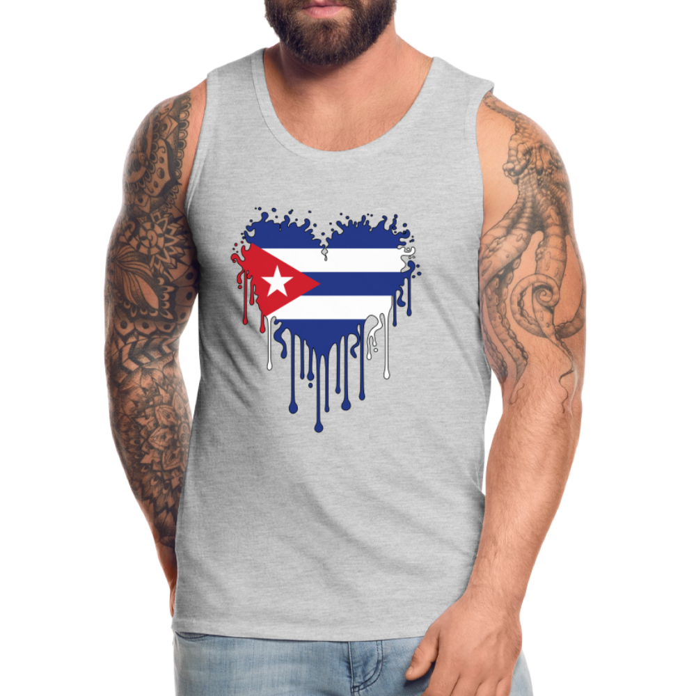 Heart of Cuba Flag Men’s Premium Tank Top - heather gray