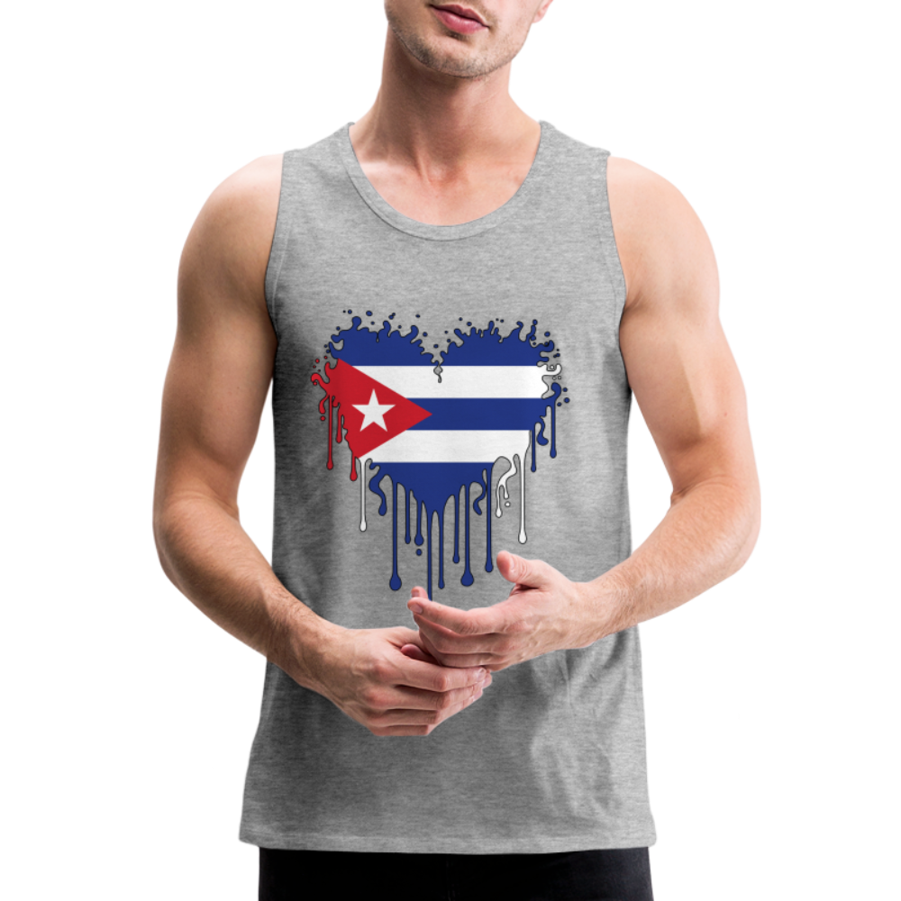 Heart of Cuba Flag Men’s Premium Tank Top - heather gray