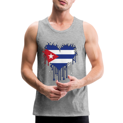 Heart of Cuba Flag Men’s Premium Tank Top - heather gray