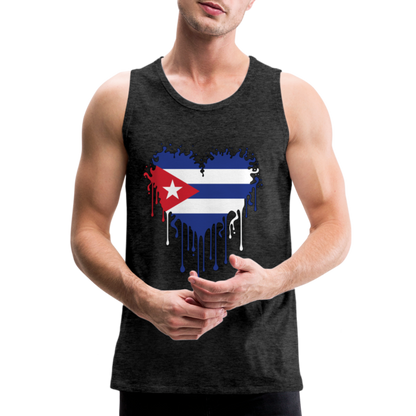 Heart of Cuba Flag Men’s Premium Tank Top - charcoal grey