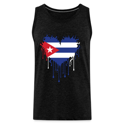 Heart of Cuba Flag Men’s Premium Tank Top - charcoal grey