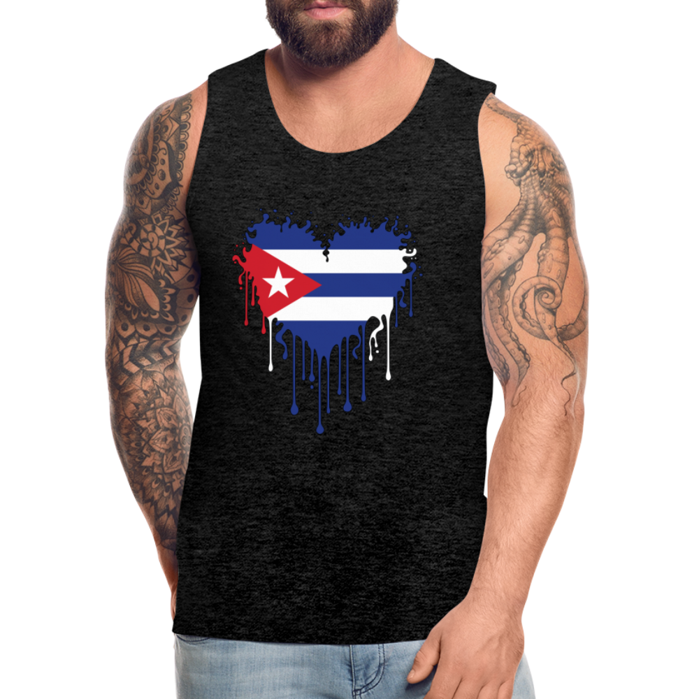 Heart of Cuba Flag Men’s Premium Tank Top - charcoal grey